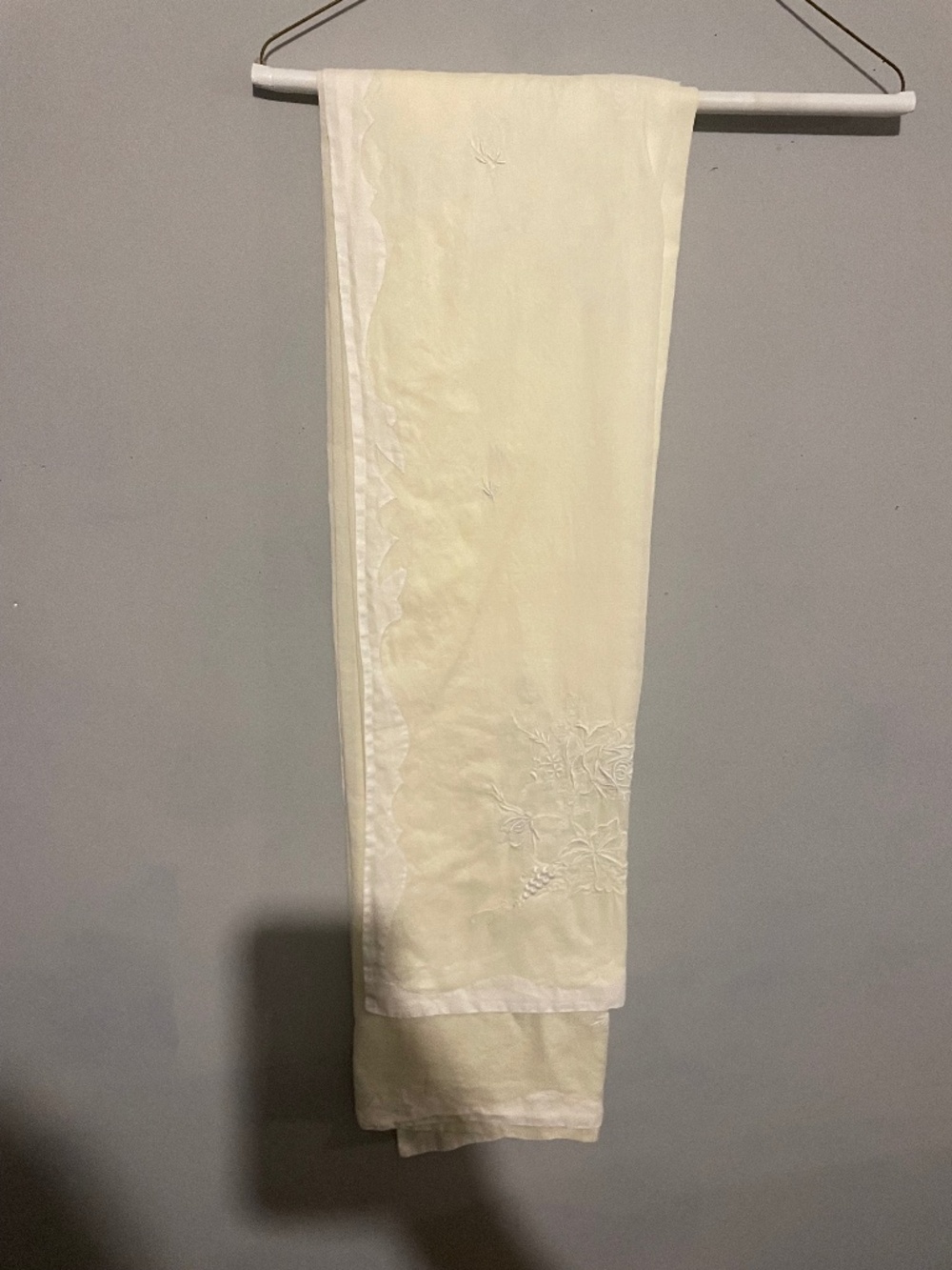Cream and white embroidered table linen
